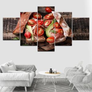 Tomato Vegetable Food Bread - Kitchen 5 Panel Canvas Art Wall Decor