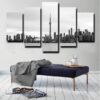 Toronto Black And White Skyline - Nature 5 Panel Canvas Art Wall Decor