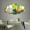 Towel Leaf Candle - Nature 5 Panel Canvas Art Wall Decor