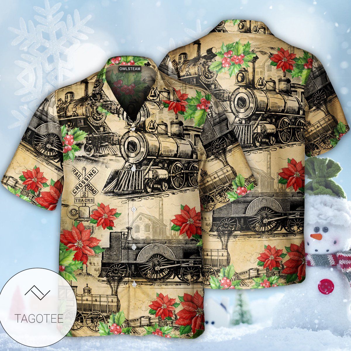 Train Vintage Merry Christmas Hawaiian Shirt Train Vintage Merry Christmas Hawaiian Shirt