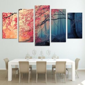 Tranquil Forest - Nature 5 Panel Canvas Art Wall Decor