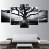 Tree And Buddha Abstract Meditation Monk - Religion 5 Panel Canvas Art Wall Decor