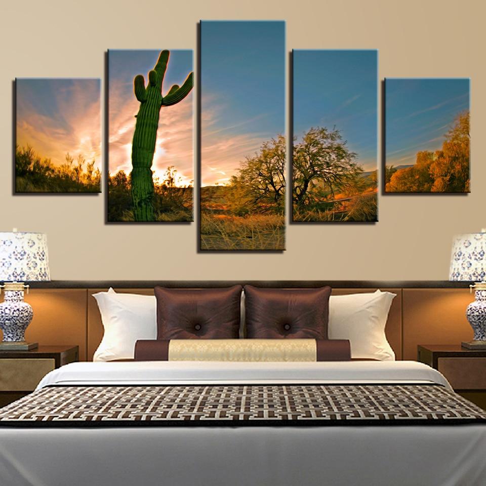 Tree Cactus Sunshine - Nature 5 Panel Canvas Art Wall Decor Tree Cactus Sunshine - Nature 5 Panel Canvas Art Wall Decor