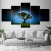 Tree Moon And Dog - Nature 5 Panel Canvas Art Wall Decor
