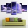 Tree Moon Planet - Space 5 Panel Canvas Art Wall Decor