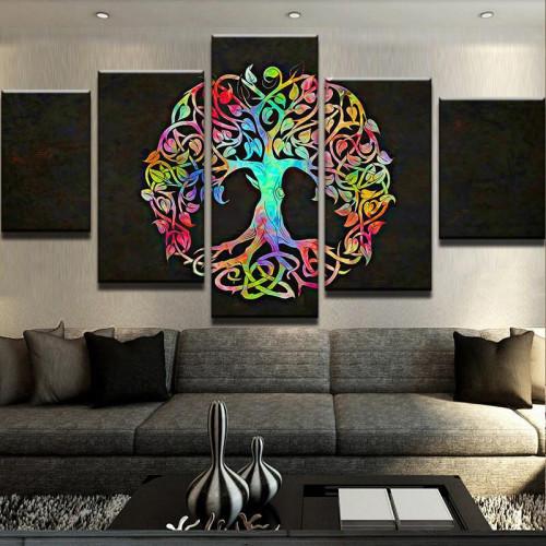 Tree Of Life 1 - Abstract 5 Panel Canvas Art Wall Decor Tree Of Life 1 - Abstract 5 Panel Canvas Art Wall Decor