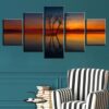 Tree Sunset 04 - Nature 5 Panel Canvas Art Wall Decor