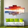 Tree Sunshine Snow - Nature 5 Panel Canvas Art Wall Decor