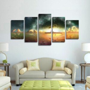 Tree Under Stars - Nature 5 Panel Canvas Art Wall Decor