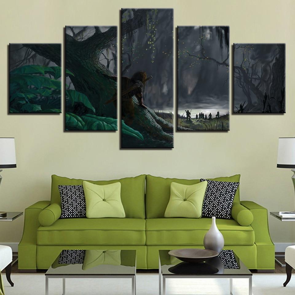 Trees And Cave - Nature 5 Panel Canvas Art Wall Decor Trees And Cave - Nature 5 Panel Canvas Art Wall Decor