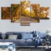 Trees Leafs Autumn - Nature 5 Panel Canvas Art Wall Decor