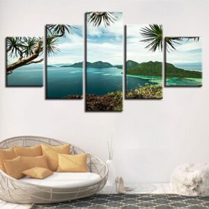 Trees Mountain 01 - Nature 5 Panel Canvas Art Wall Decor