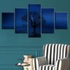 Trees Night - Nature 5 Panel Canvas Art Wall Decor