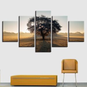 Trees Sunshine Scenery - Nature 5 Panel Canvas Art Wall Decor