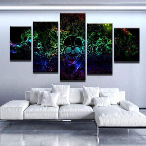 Trippy Skull - Abstract 5 Panel Canvas Art Wall Decor Trippy Skull - Abstract 5 Panel Canvas Art Wall Decor