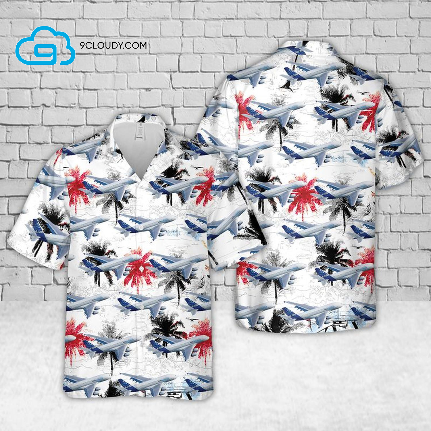 Tropical Airbus A380 Full Print Hawaiian Shirt Tropical Airbus A380 Full Print Hawaiian Shirt