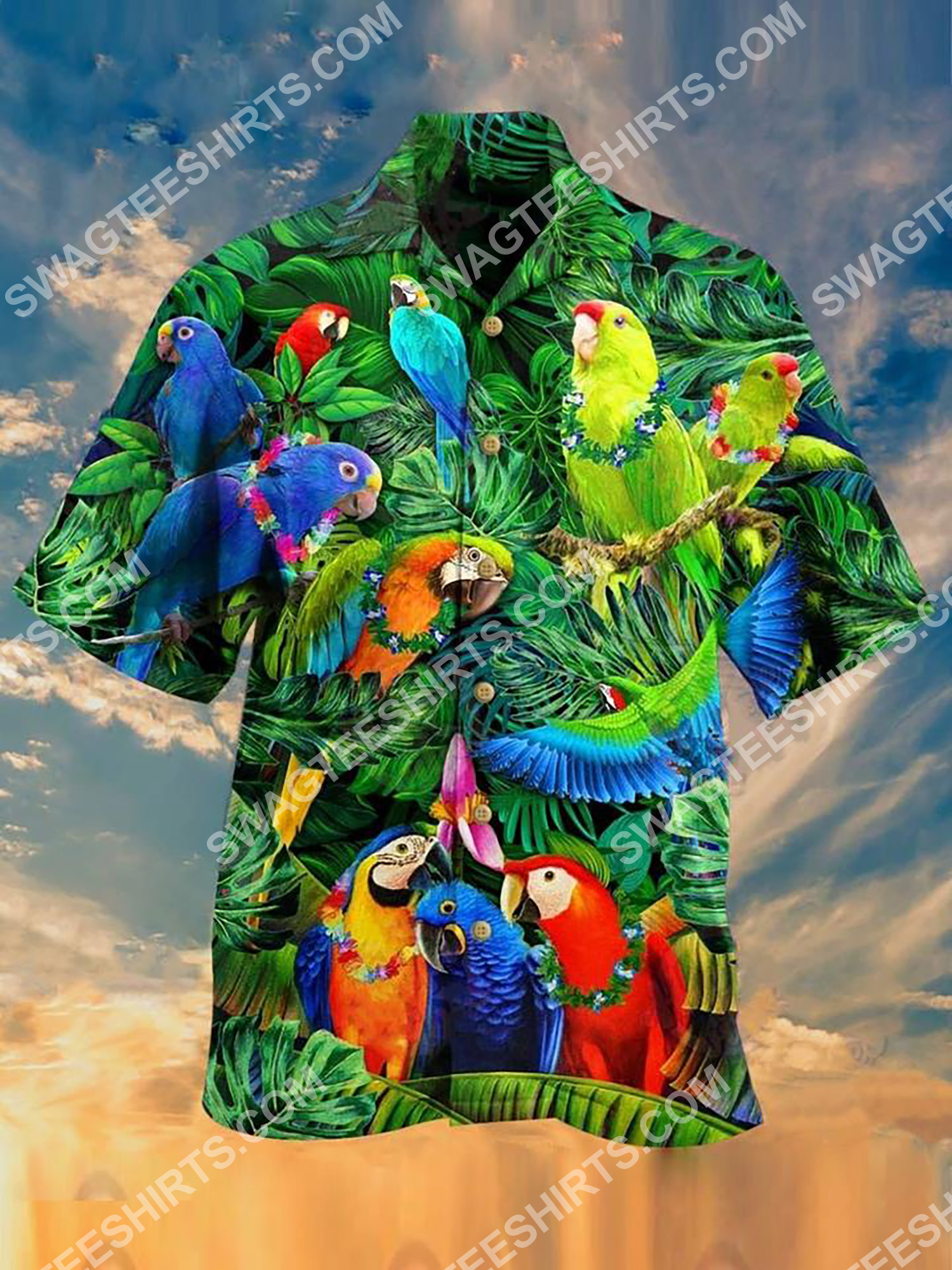 Tropical And Parrot All Over Printing Hawaiian Shirt Tropical And Parrot All Over Printing Hawaiian Shirt
