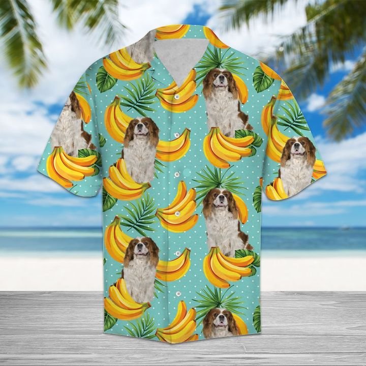 Tropical Banana Cavalier King Charles Spaniel Hawaiian Shirt Summer Button Up Tropical Banana Cavalier King Charles Spaniel Hawaiian Shirt Summer Button Up