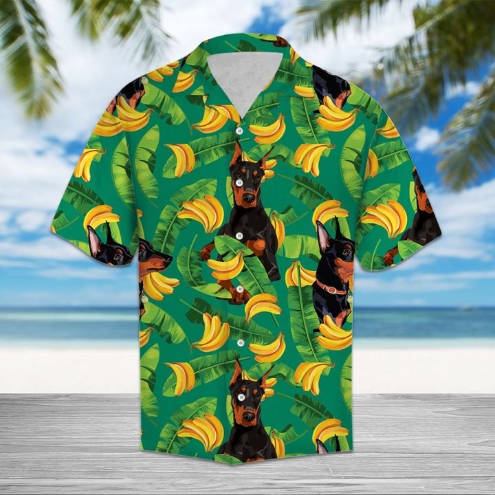 Tropical Banana Doberman Pinscher Hawaiian Shirt Summer Button Up Tropical Banana Doberman Pinscher Hawaiian Shirt Summer Button Up