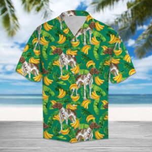 Tropical Banana German Shorthaired Pointer Hawaiian Shirt Summer Button Up