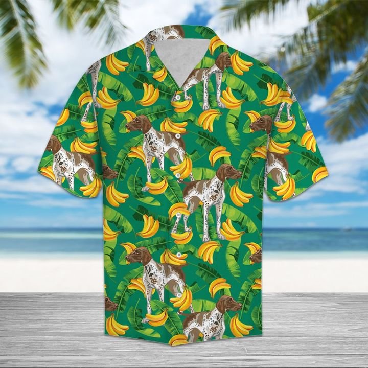 Tropical Banana German Shorthaired Pointer Hawaiian Shirt Summer Button Up Tropical Banana German Shorthaired Pointer Hawaiian Shirt Summer Button Up