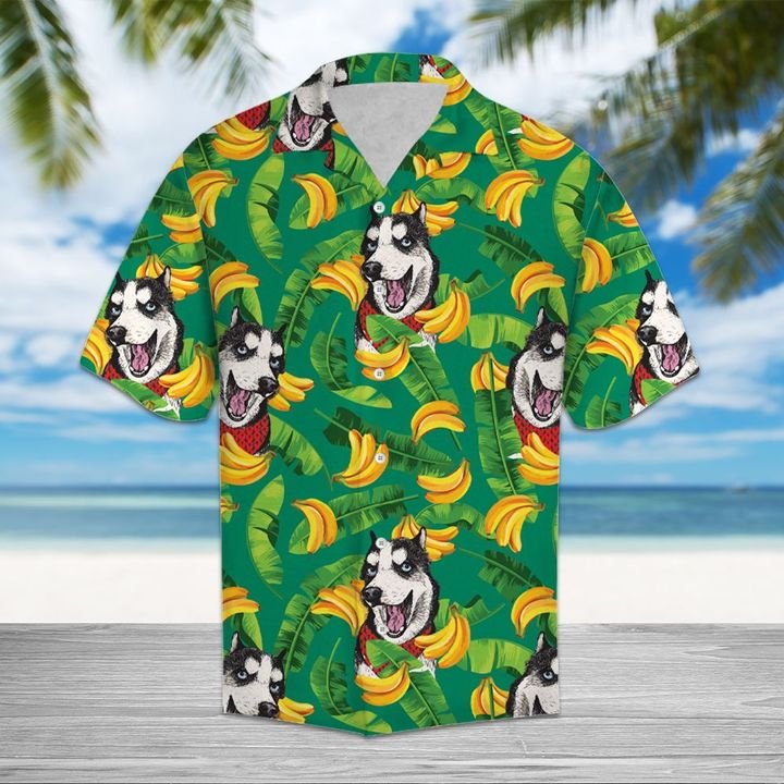 Tropical Banana Siberian Husky Hawaiian Shirt Summer Button Up Tropical Banana Siberian Husky Hawaiian Shirt Summer Button Up