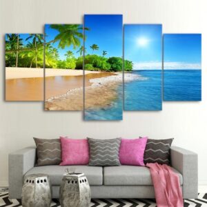 Tropical Beach Ocean - 5 Panel Canvas Art Wall Decor
