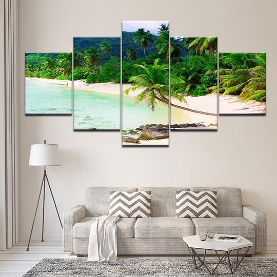 Tropical Beach Paradise - Space 5 Panel Canvas Art Wall Decor Tropical Beach Paradise - Space 5 Panel Canvas Art Wall Decor