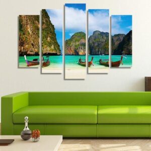 Tropical Beach - Space 5 Panel Canvas Art Wall Decor