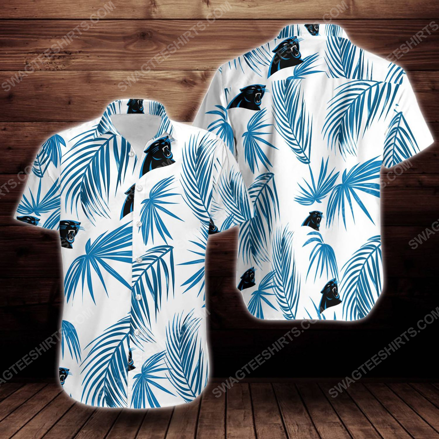 Tropical Carolina Panthers Short Sleeve Hawaiian Shirt Tropical Carolina Panthers Short Sleeve Hawaiian Shirt