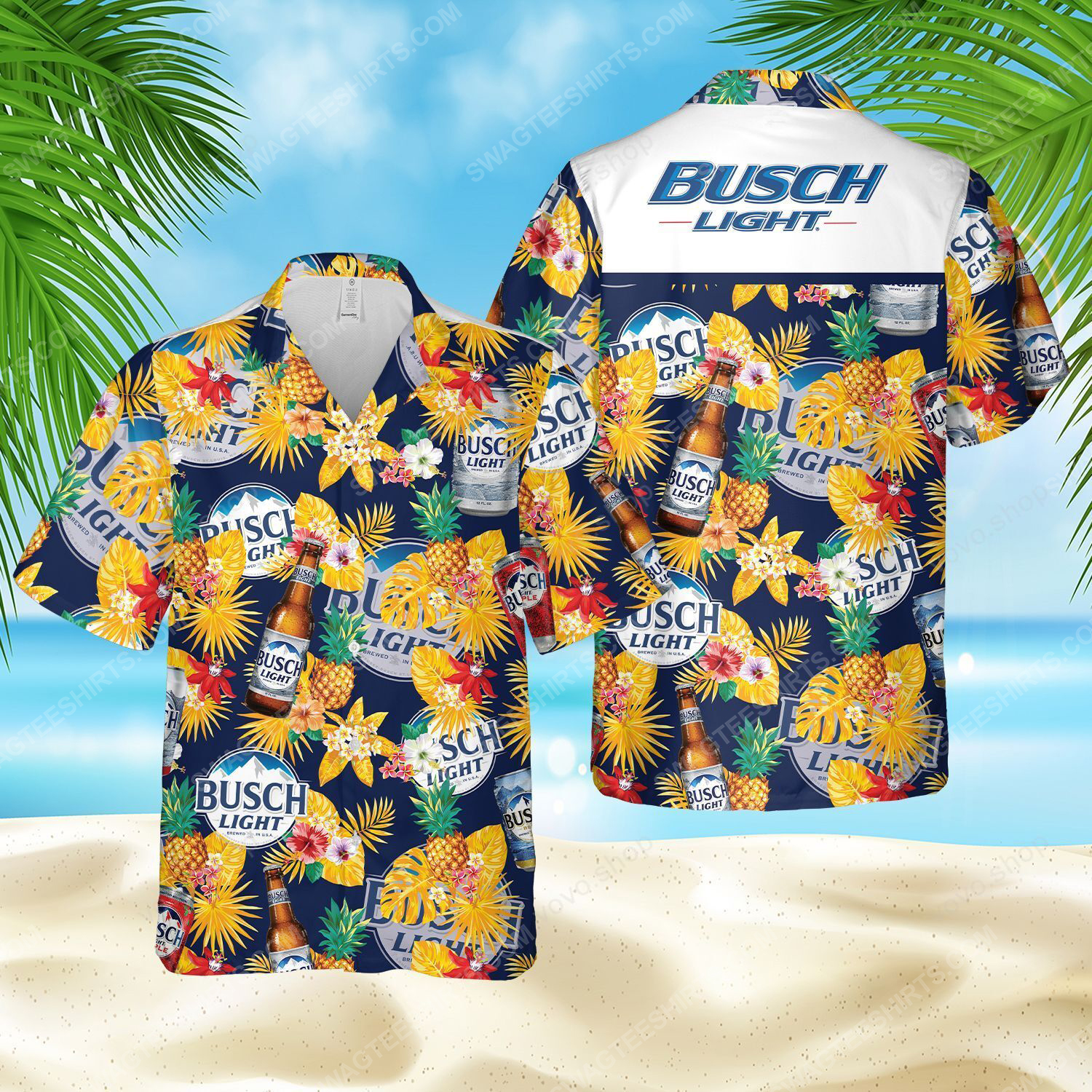Tropical Flower Busch Light Beer Full Printed Hawaiian Shirt- Maria Tropical Flower Busch Light Beer Full Printed Hawaiian Shirt- Maria