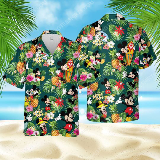 Tropical Flower Mickey Mouse Surfer Summer Time Hawaiian Shirt Tropical Flower Mickey Mouse Surfer Summer Time Hawaiian Shirt