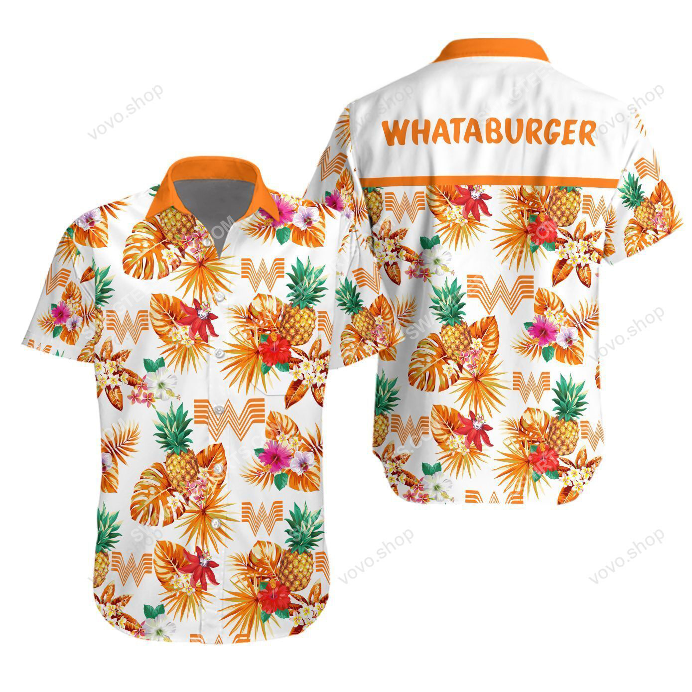 Tropical Flower Whataburger Full Printed Hawaiian Shirt Tropical Flower Whataburger Full Printed Hawaiian Shirt