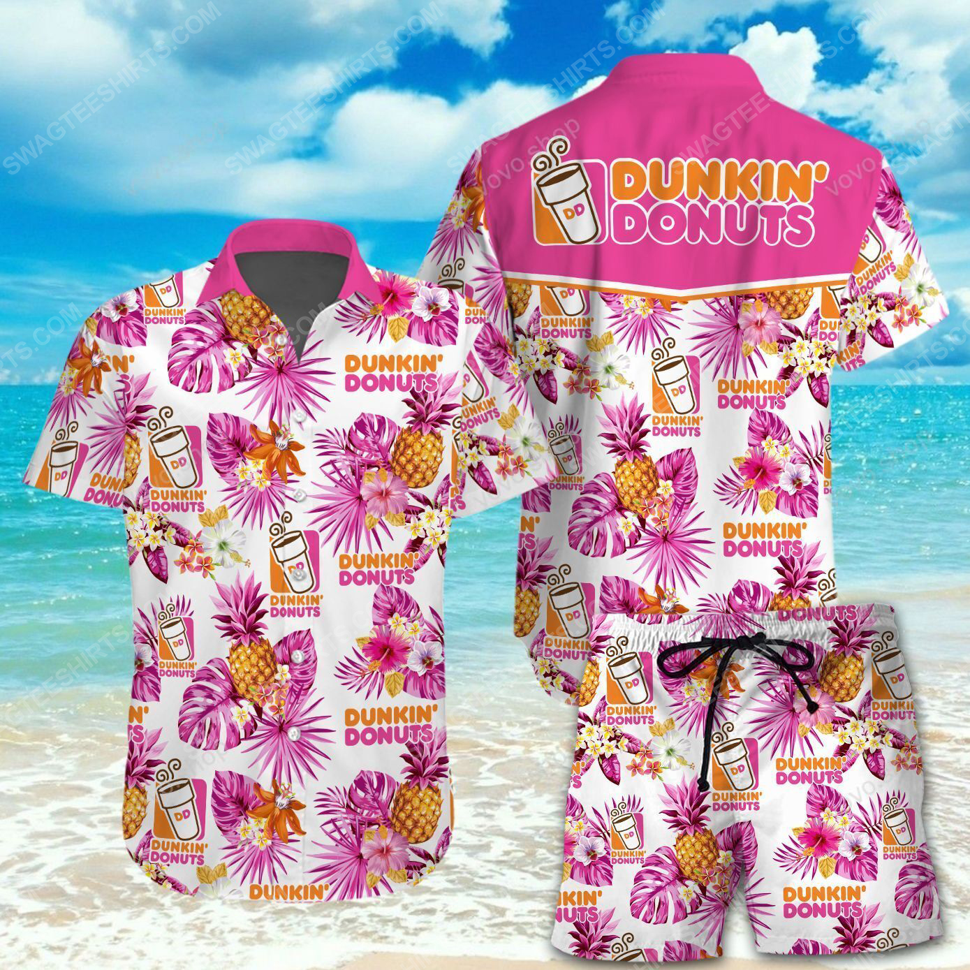 Tropical Fruit Dunkin’ Donuts All Over Print Hawaiian Shirt Tropical Fruit Dunkin’ Donuts All Over Print Hawaiian Shirt