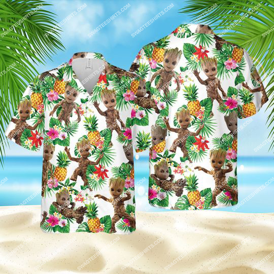 Tropical Fruits Baby Groot All Over Print Hawaiian Shirt Tropical Fruits Baby Groot All Over Print Hawaiian Shirt