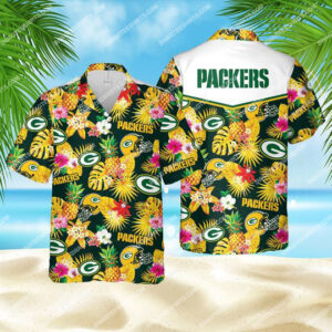 Tropical Green Bay Packers Football All Over Print Hawaiian Shirt