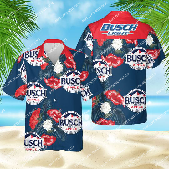 Tropical Hibiscus Busch Light Apple Beer All Over Print Hawaiian Shirt Tropical Hibiscus Busch Light Apple Beer All Over Print Hawaiian Shirt