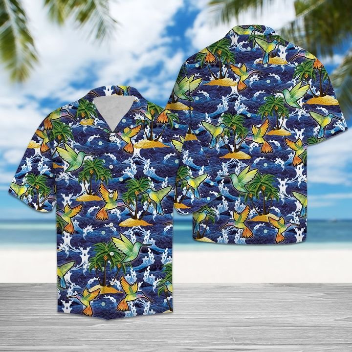 Tropical Hummingbird Hawaiian Shirt Summer Button Up Tropical Hummingbird Hawaiian Shirt Summer Button Up