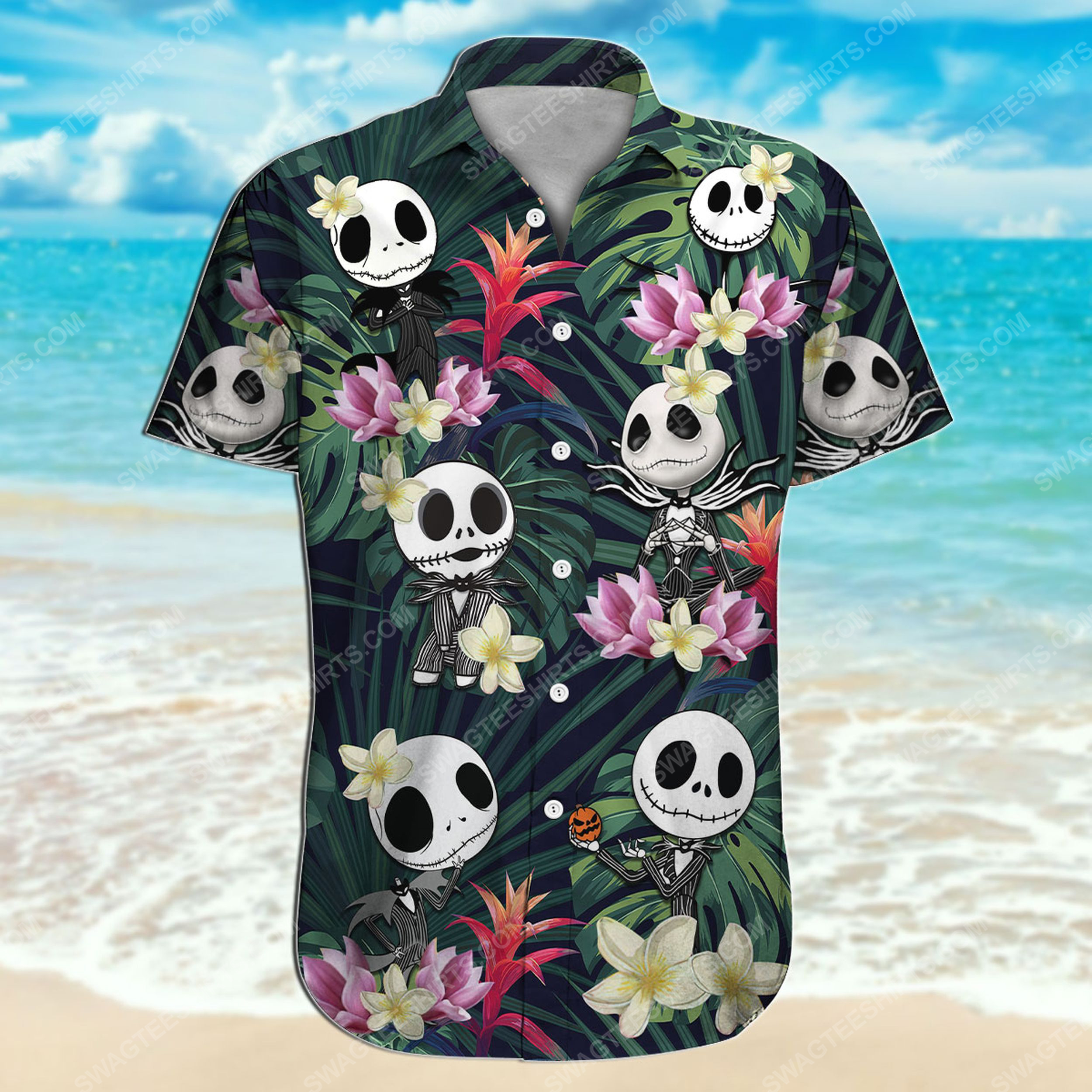 Tropical Jack Skellington All Over Print Hawaiian Shirt Tropical Jack Skellington All Over Print Hawaiian Shirt