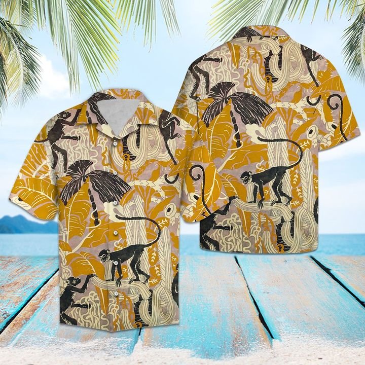 Tropical Monkey Hawaiian Shirt Summer Button Up Tropical Monkey Hawaiian Shirt Summer Button Up