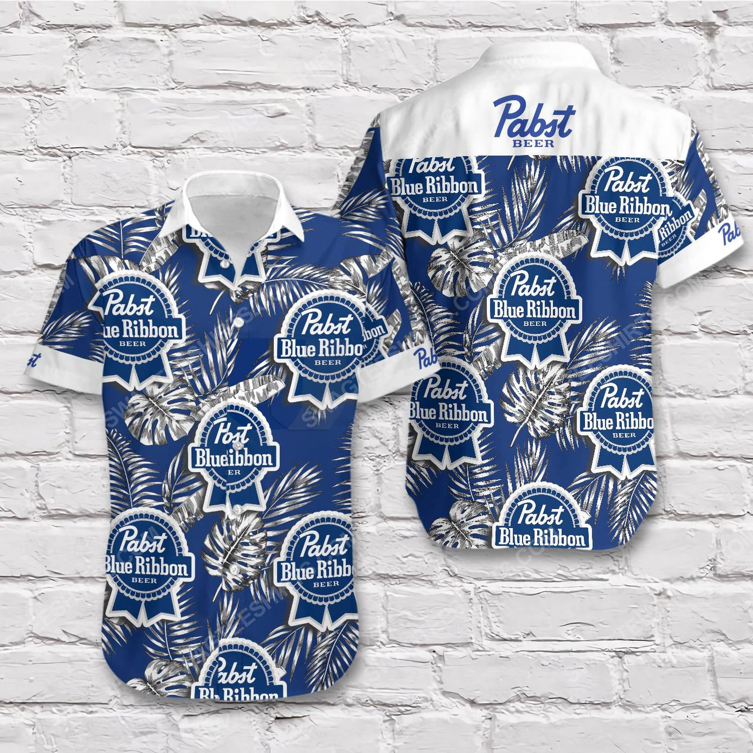 Tropical Pabst Blue Ribbon Beer Short Sleeve Hawaiian Shirt Tropical Pabst Blue Ribbon Beer Short Sleeve Hawaiian Shirt