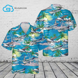 Tropical Palm Tree Cessna 172 Full Print Hawaiian Shirt