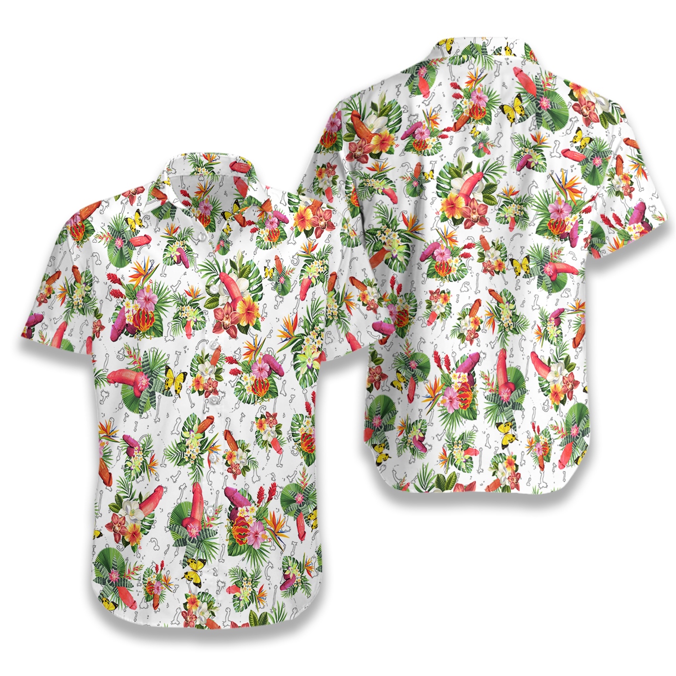 Tropical Penis Pattern Hawaiian Shirt Tropical Penis Pattern Hawaiian Shirt