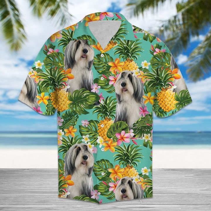 Tropical Pineapple Bearded Collie Hawaiian Shirt Summer Button Up Tropical Pineapple Bearded Collie Hawaiian Shirt Summer Button Up