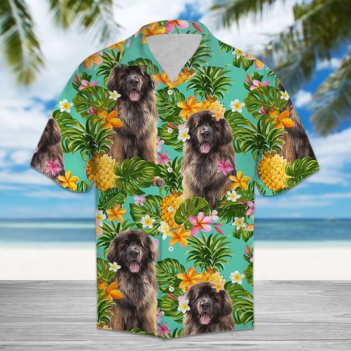 Tropical Pineapple Leonberger Hawaiian Shirt Summer Button Up Tropical Pineapple Leonberger Hawaiian Shirt Summer Button Up