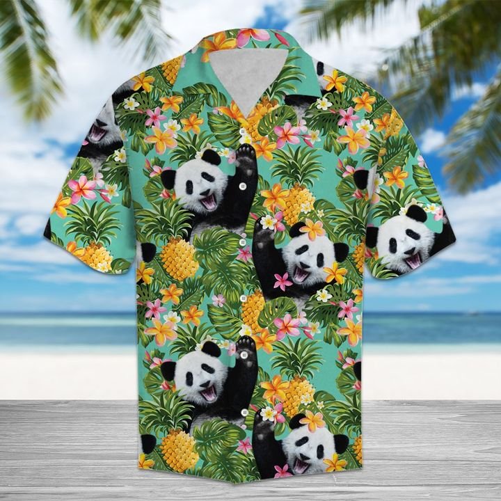 Tropical Pineapple Panda Hawaiian Shirt Summer Button Up Tropical Pineapple Panda Hawaiian Shirt Summer Button Up