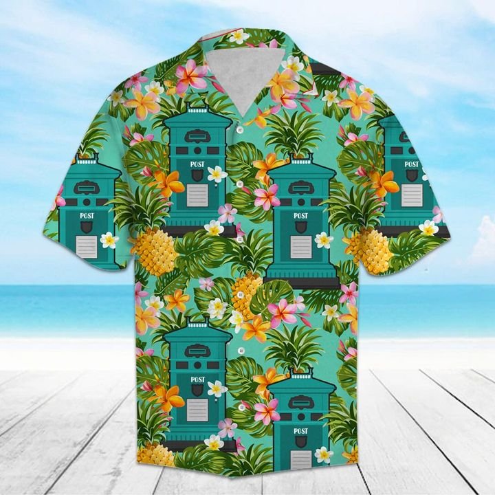 Tropical Pineapple Postal Worker Hawaiian Shirt Summer Button Up Tropical Pineapple Postal Worker Hawaiian Shirt Summer Button Up