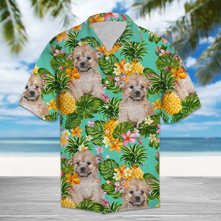 Tropical Pineapple Yorkie Poo Hawaiian Shirt Summer Button Up Tropical Pineapple Yorkie Poo Hawaiian Shirt Summer Button Up