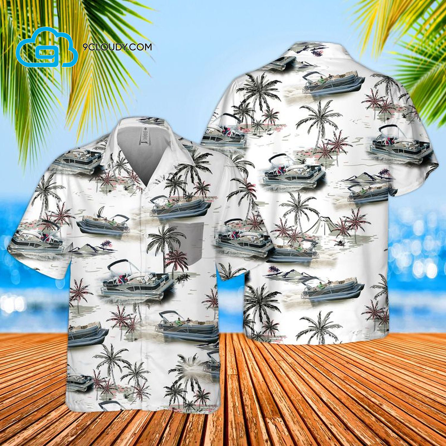 Tropical Pontoon Boats Full Print Hawaiian Shirt Tropical Pontoon Boats Full Print Hawaiian Shirt
