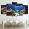 Tropical Reef Underwater Cave - Ocean 5 Panel Canvas Art Wall Decor